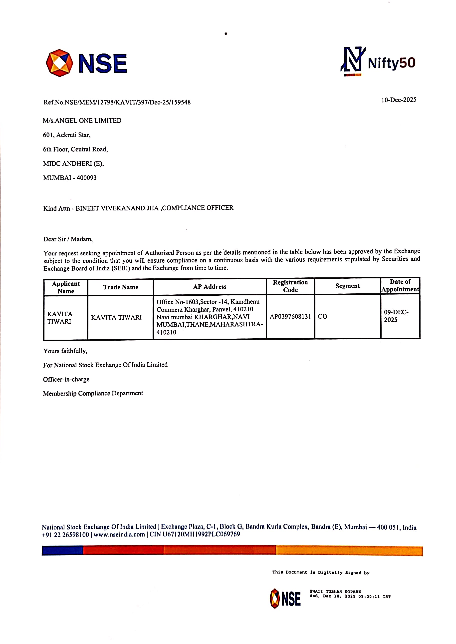 NSE Commodities Certificate